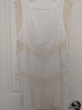 Boho Crochet White Dress